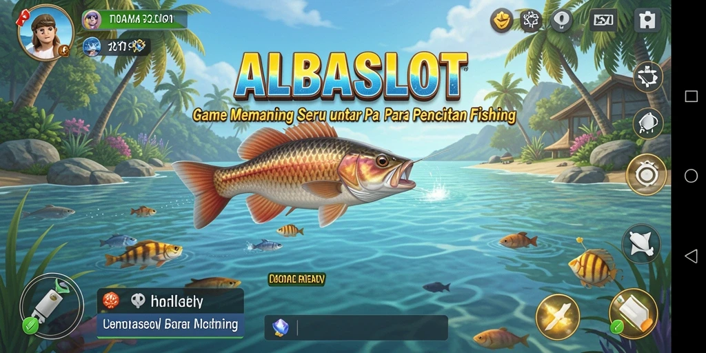 Gameplay seru ALBASLOT dengan berbagai jenis ikan yang menunggu untuk ditangkap.