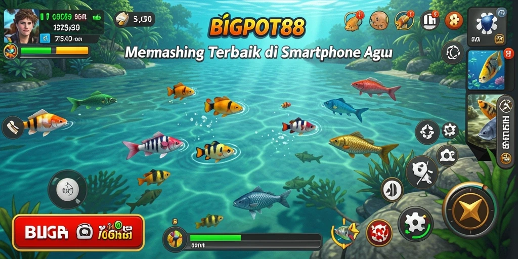 Gameplay menyenangkan dalam BIGPOT88 saat memancing di laut.