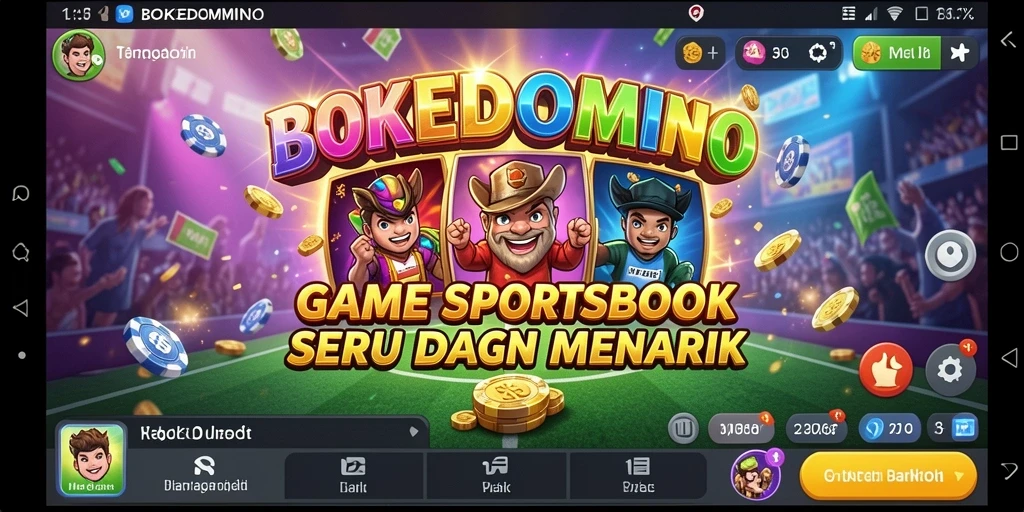 Tampilan gameplay BOKEDOMINO yang dinamis dan menarik.