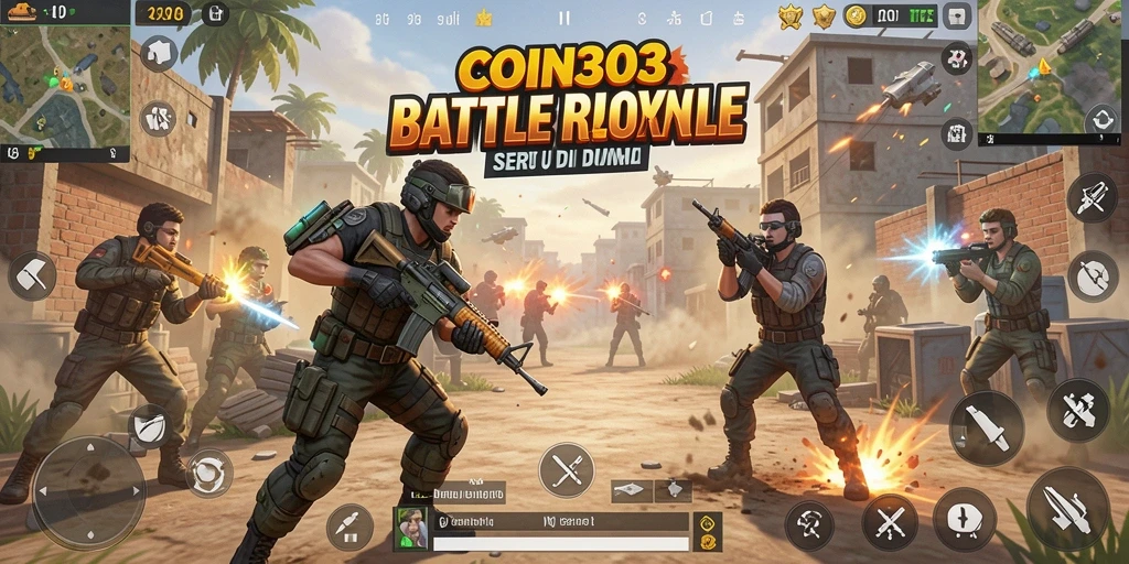 Menampilkan gameplay seru dalam pertempuran Battle Royale