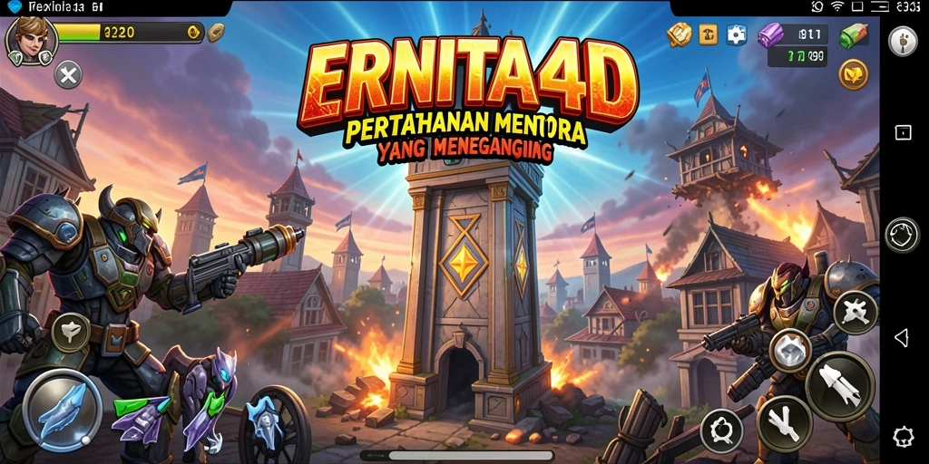 Tampilan gameplay menara bertahan yang intens dan penuh aksi.