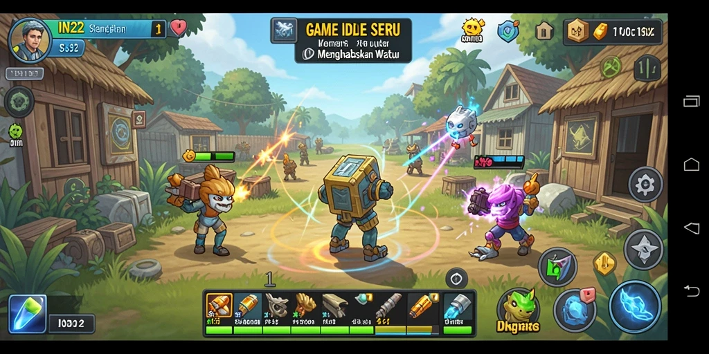 Tampilan aktivitas gameplay Idle yang mengasyikkan di IN22.