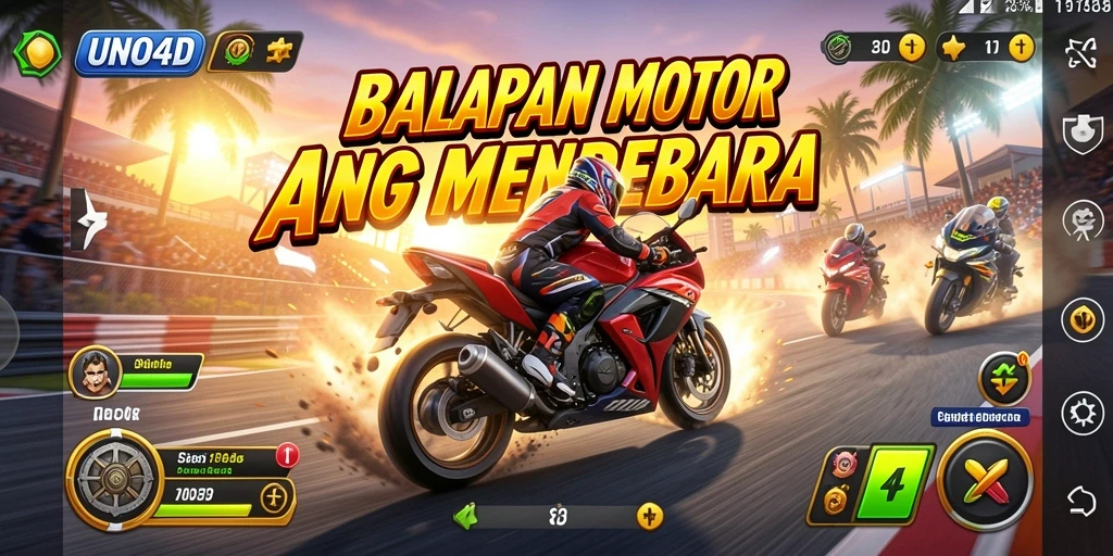 Tampilan gameplay balapan motor yang seru di UNO4D.