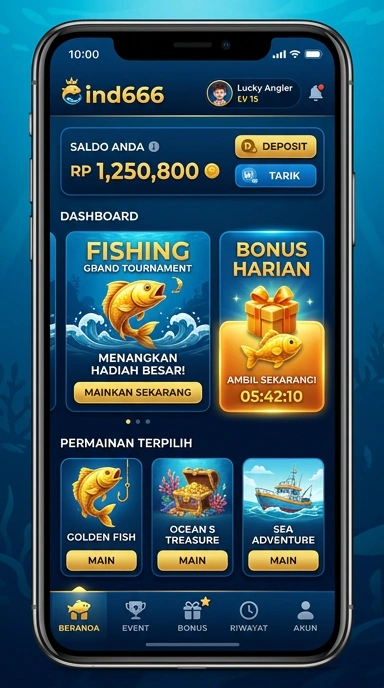 Tampilan utama aplikasi ind666 yang informatif dan menarik.